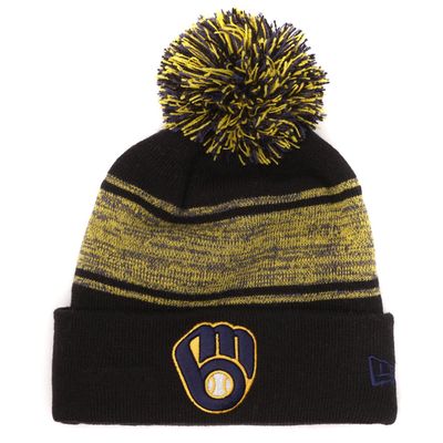 NEW ERA MILWAUKEE BREWERS CHILLED KNIT POM BEANIE 