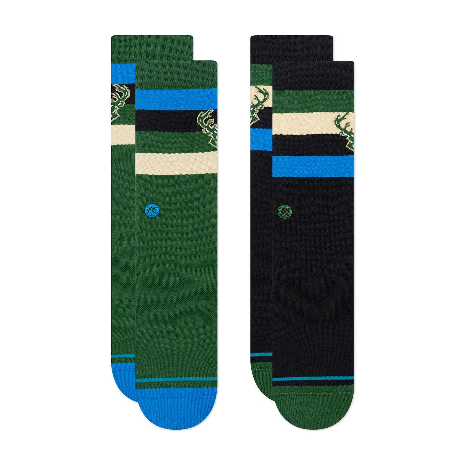 STANCE MILWAUKEE BUCKS STRIPE 2-PACK SOCKS