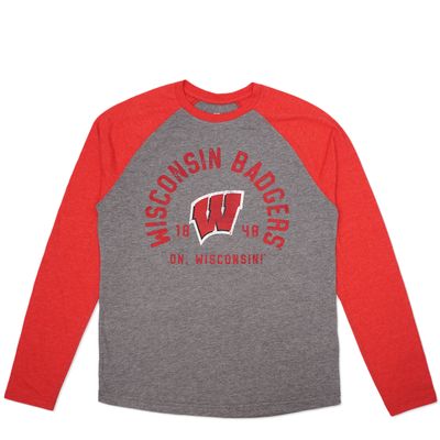 FANATICS WISCONSIN BADGERS BALL DROP RAGLAN TEE  
