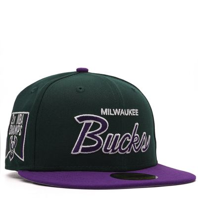 NEW ERA BUCKS SCRIPT 59FIFTY FITTED HAT  