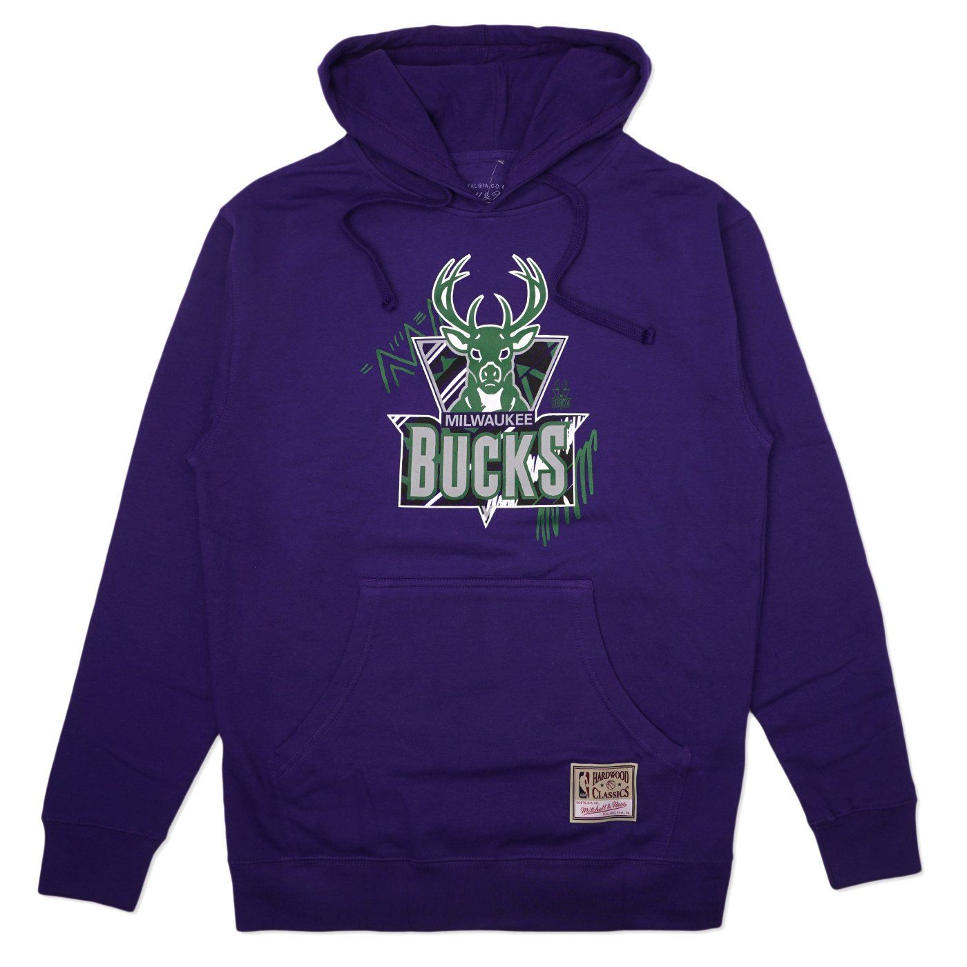MITCHELL &amp; NESS MILWAUKEE BUCKS GAME DAY PATTERN PULLOVER HOODIE   