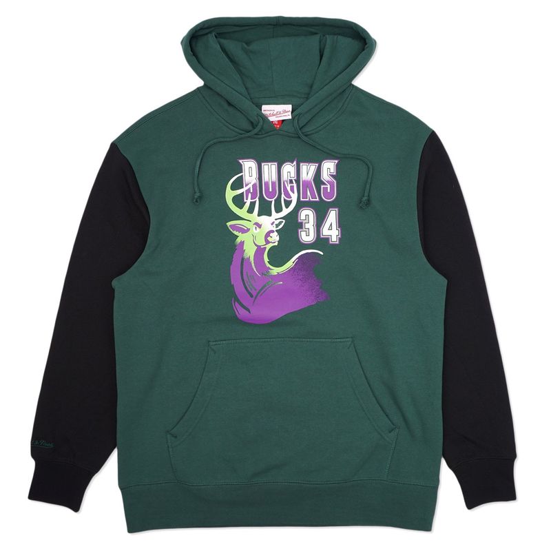 MITCHELL &amp; NESS MILWAUKEE BUCKS ALLEN NAME &amp; NUMBER PULLOVER HOODIE   