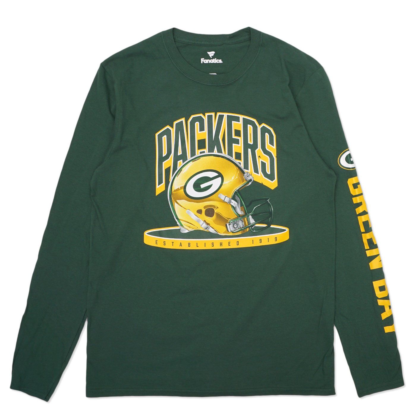 FANATICS PACKERS HELMET LONG SLEEVE TEE    