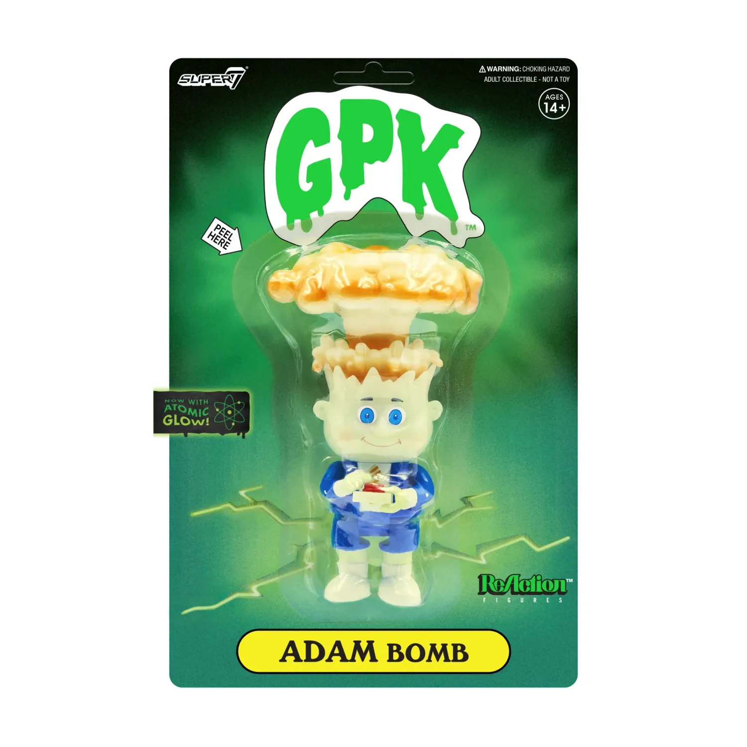 SUPER 7 GARBAGE PAIL KIDS REACTION FIGURE - ADAM BOMB (GLOW)