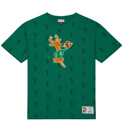 MITCHELL &amp; NESS MILWAUKEE BUCKS ALL OVER PRINT TEE    