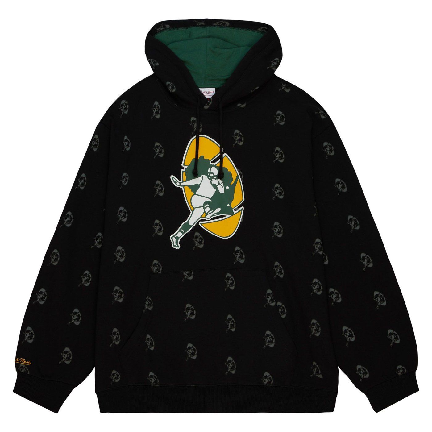 MITCHELL &amp; NESS PACKERS ALL OVER PRINT PULLOVER HOODIE 