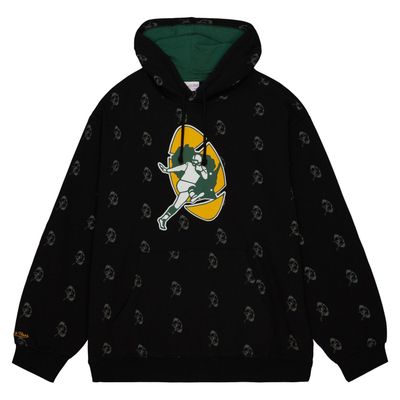 MITCHELL &amp; NESS PACKERS ALL OVER PRINT PULLOVER HOODIE