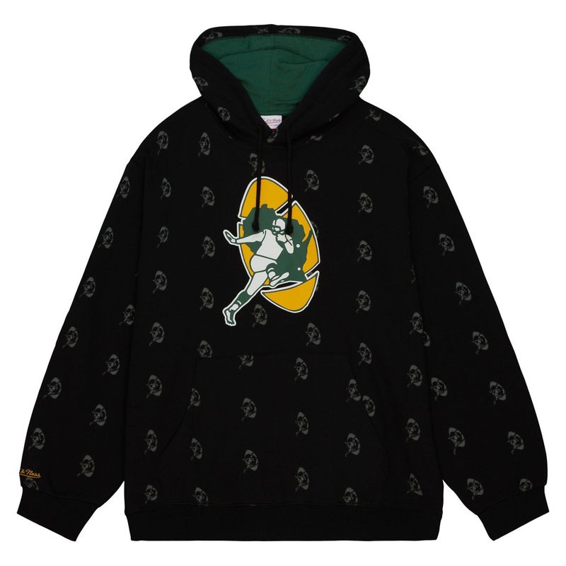 MITCHELL &amp; NESS PACKERS ALL OVER PRINT PULLOVER HOODIE 