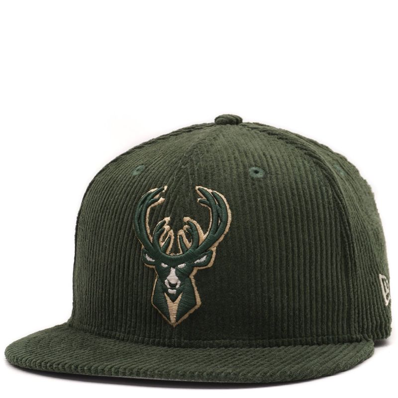 NEW ERA MILWAUKEE BUCKS LETTERMAN CORDUROY 59FIFTY FITTED HAT 