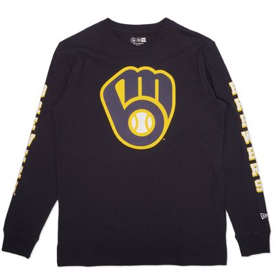 NEW ERA MILWAUKEE BREWERS LOGO LONG SLEEVE TEE