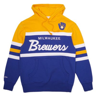 MITCHELL &amp; NESS BREWERS HEAD COACH PULLOVER HOODIE