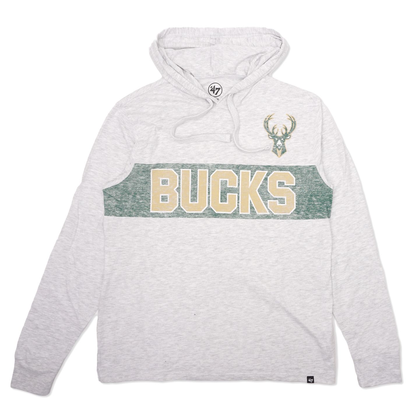 ‘47 BRAND  MILWAUKEE BUCKS FIELD FRANKLIN HOODED LONG SLEEVE TEE