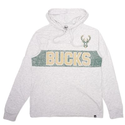 ‘47 BRAND  MILWAUKEE BUCKS FIELD FRANKLIN HOODED LONG SLEEVE TEE