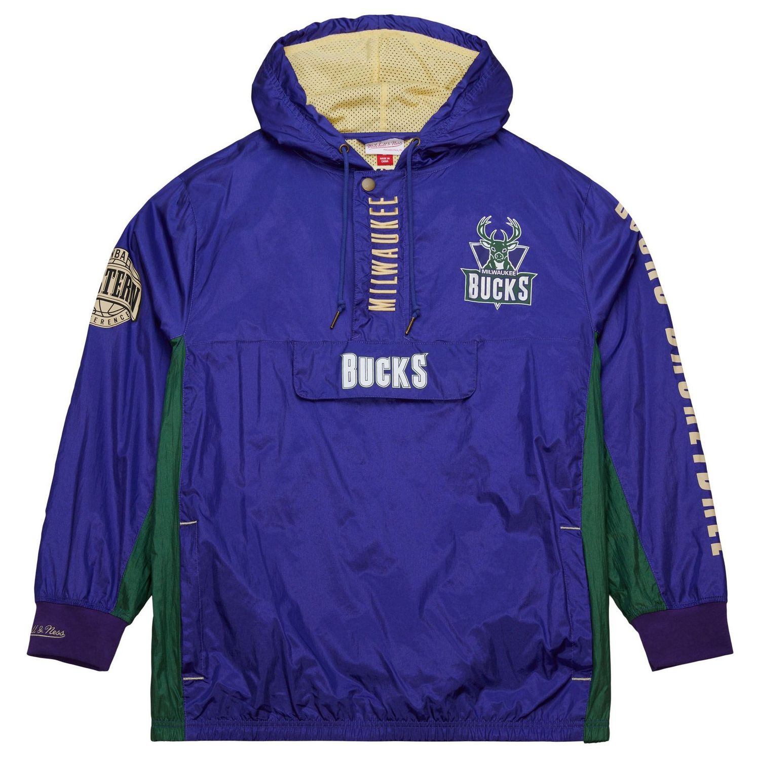 MITCHELL &amp; NESS MILWAUKEE BUCKS TEAM OG 2.0 VINTAGE ANORAK WINDBREAKER 