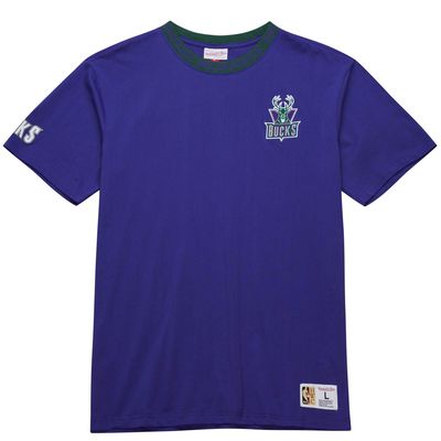 MITCHELL &amp; NESS MILWAUKEE BUCKS JACQUARD VINTAGE LOGO RINGER TEE