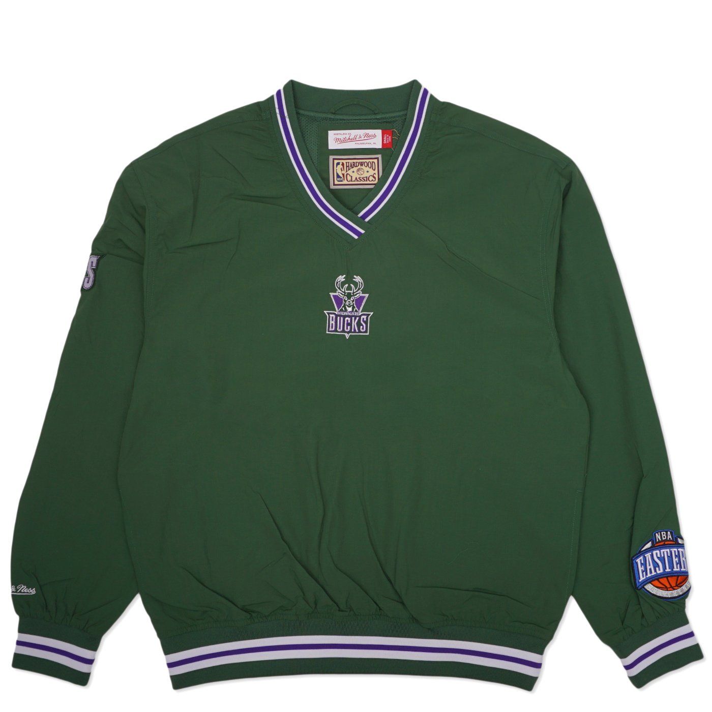 MITCHELL &amp; NESS MILWAUKEE BUCKS CLASSIC NYLON PULLOVER    