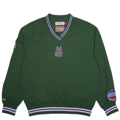MITCHELL &amp; NESS MILWAUKEE BUCKS CLASSIC NYLON PULLOVER    