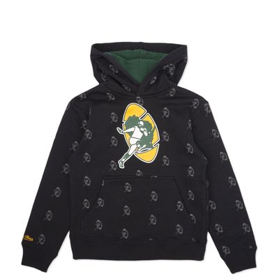 MITCHELL &amp; NESS PACKERS YOUTH ALL OVER PRINT PULLOVER HOODIE 