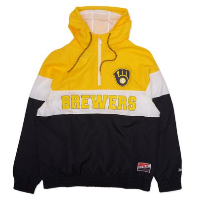 NEW ERA MILWAUKEE BREWERS 1/4 ZIP WINDBREAKER JACKET   