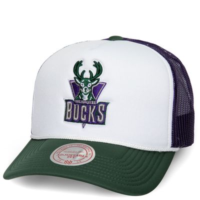 MITCHELL &amp; NESS MILWAUKEE BUCKS BLOCKER TRUCKER HAT