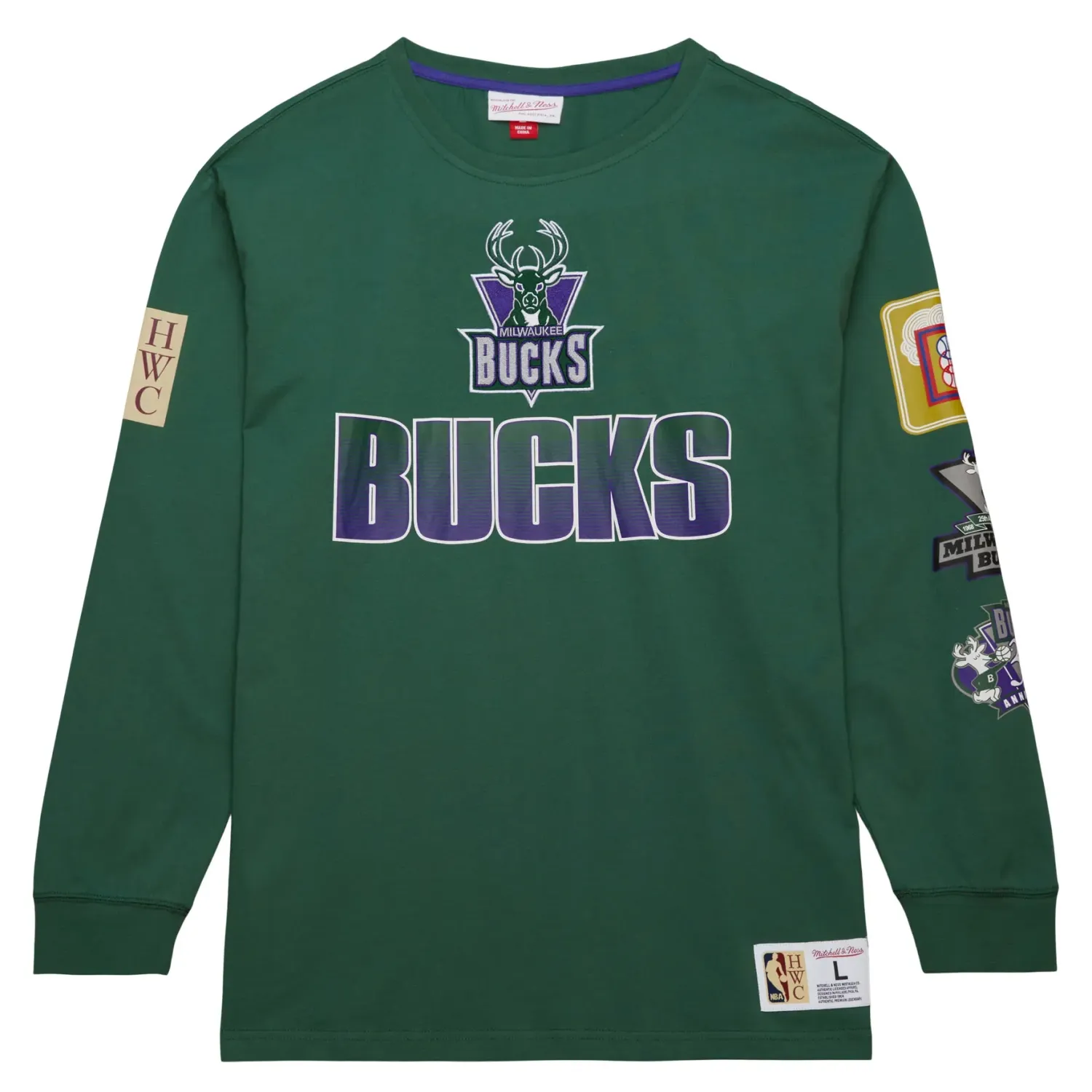 MITCHELL &amp; NESS MILWAUKEE BUCKS ALL OVER VINTAGE LONG SLEEVE  
