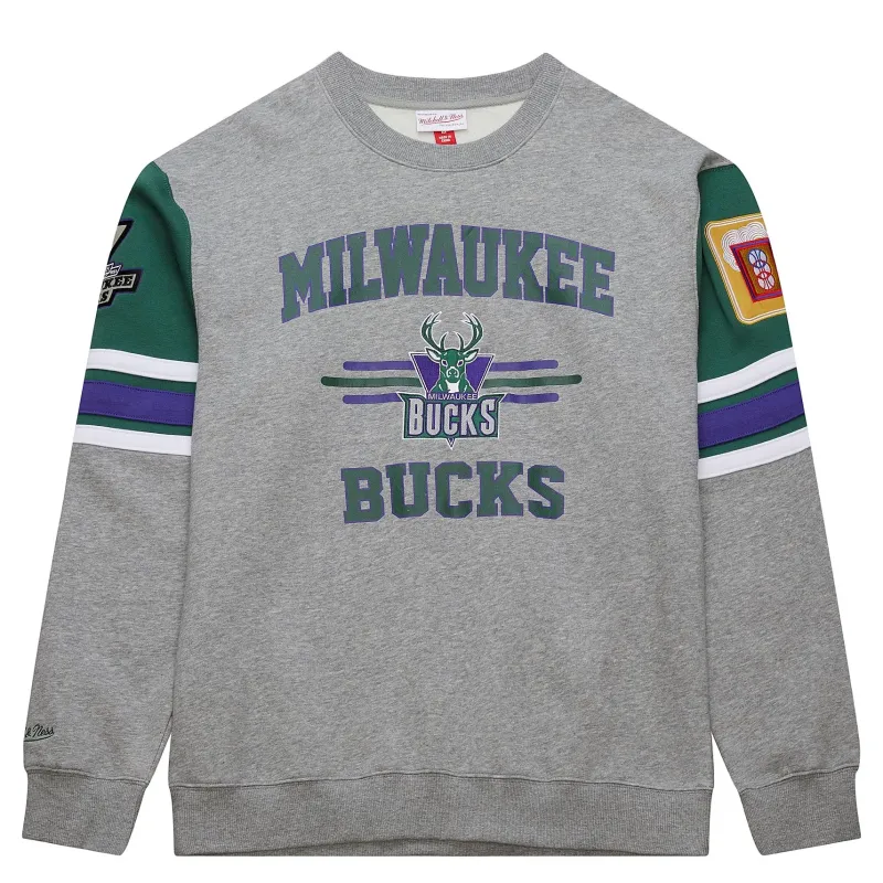 MITCHELL &amp; NESS MILWAUKEE BUCKS ALL OVER 4.0 CREWNECK 