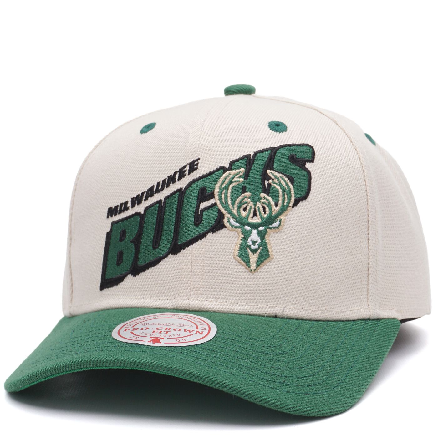 MITCHELL &amp; NESS MILWAUKEE BUCKS RETRO TYPE PRO SNAPBACK HAT 