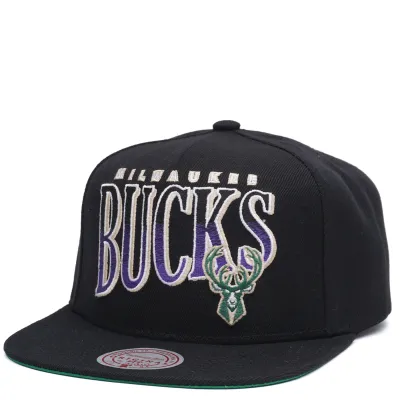 MITCHELL &amp; NESS MILWAUKEE BUCKS LINE WORK SNAPBACK HAT