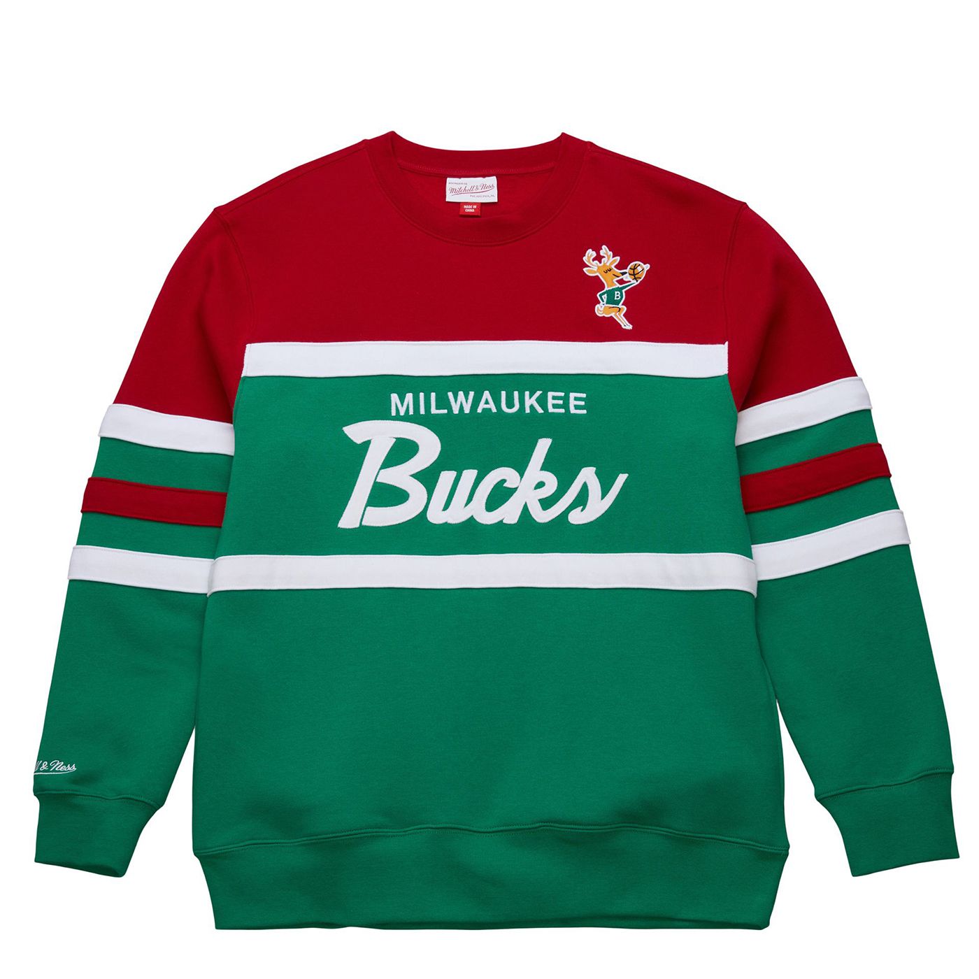 MITCHELL &amp; NESS MILWAUKEE BUCKS HEAD COACH CREWNECK SWEATSHIRT  