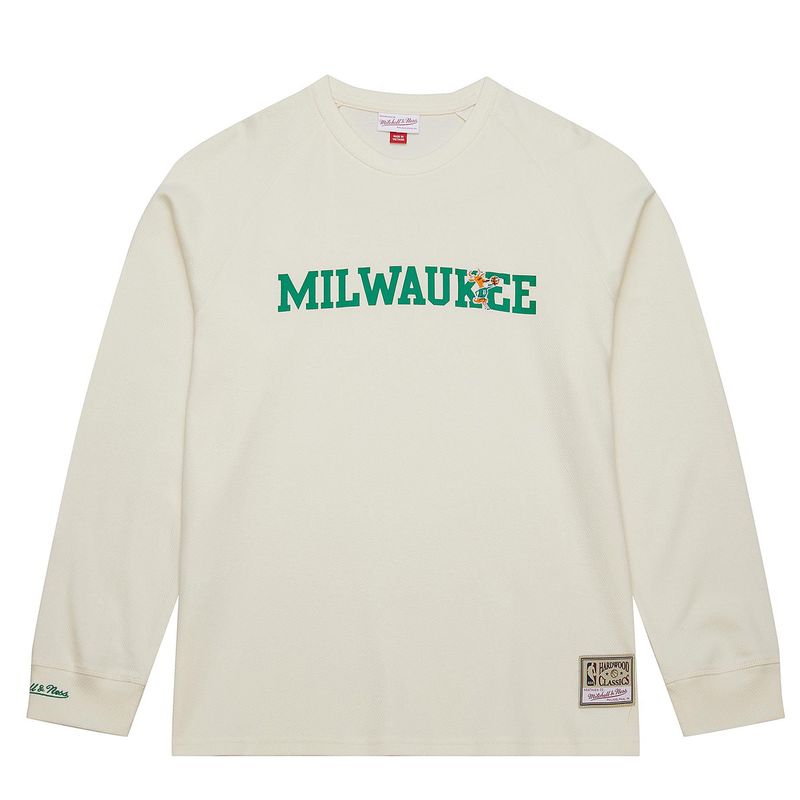 MITCHELL &amp; NESS MILWAUKEE BUCKS SSWAGGER THERMAL LONG SLEEVE TEE   