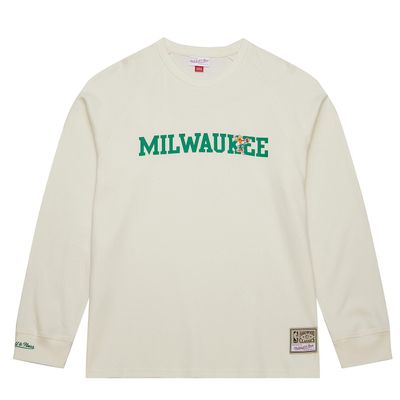 MITCHELL &amp; NESS MILWAUKEE BUCKS SSWAGGER THERMAL LONG SLEEVE TEE   