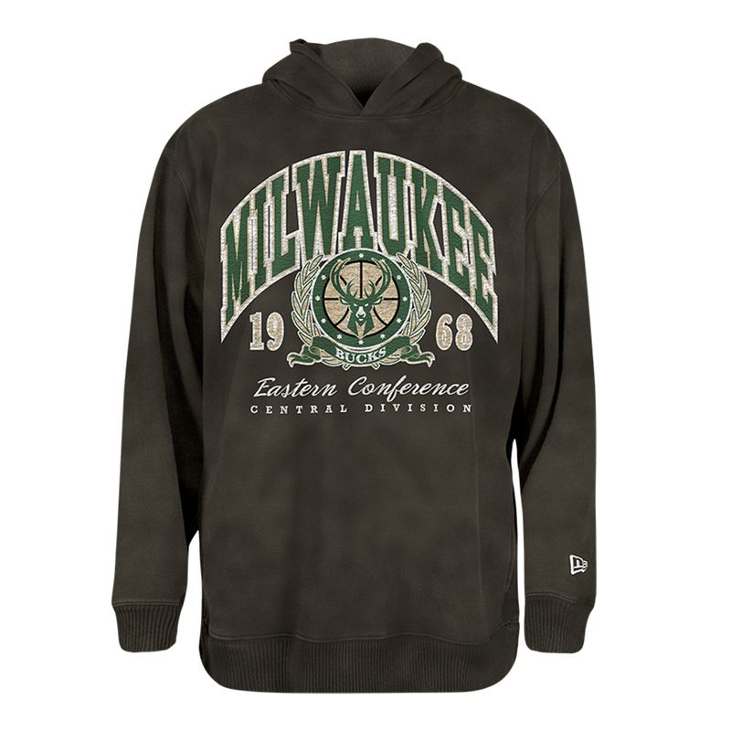 NEW ERA BUCKS MILWAUKEE BUCKS WORDMARK CREST OVERSIZED PULLOVER HOODIE