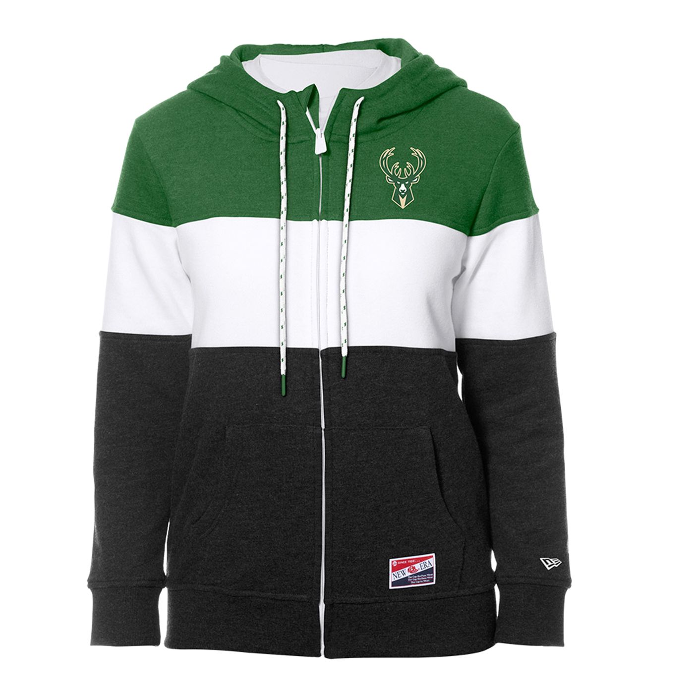 NEW ERA MILWAUKEE BUCKS WOMEN&#39;S COLOR BLOCK FULL-ZIP HOODIE 