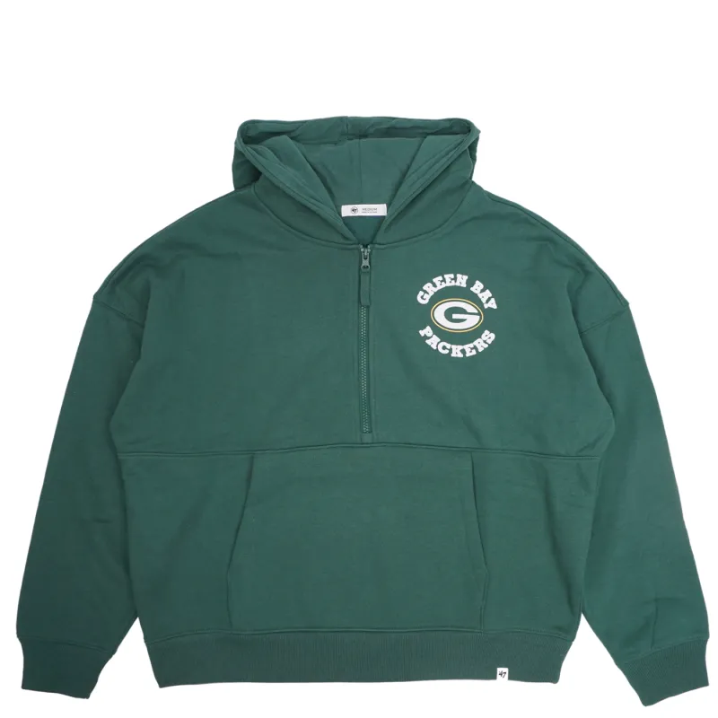 ‘47 BRAND GREEN BAY PACKERS WOMEN&#39;S FADE AWAY PIPPA 1/2-ZIP HOODIE 