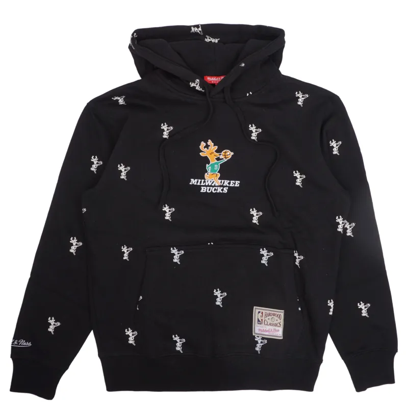 MITCHELL &amp; NESS MILWAUKEE BUCKS ALLOVER PRINT HOODIE