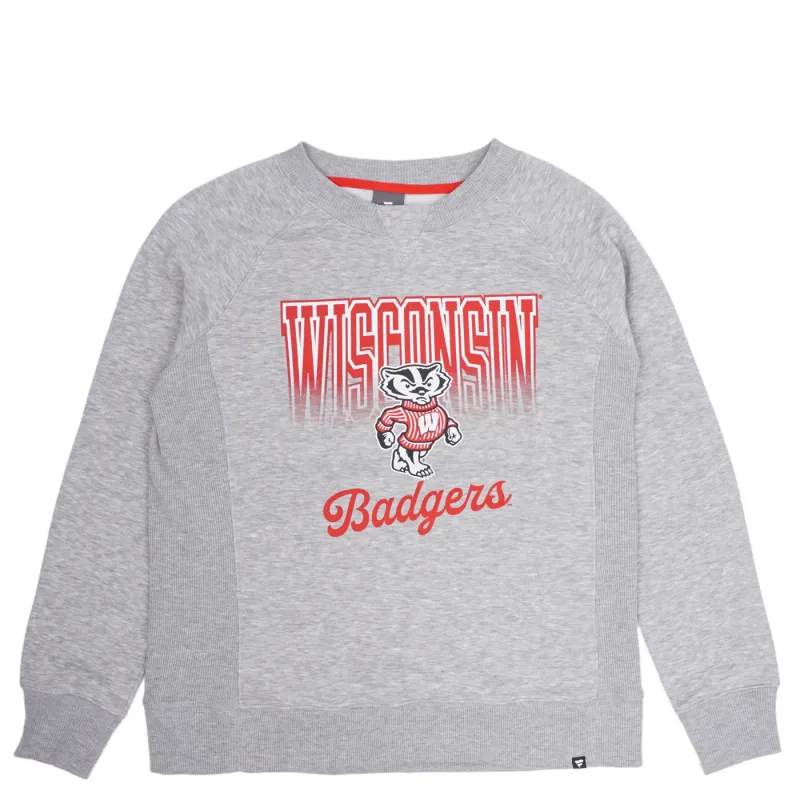 FANATICS WISCONSIN BADGERS WOMEN&#39;S HIT HARD CREWNECK SWEATSHIRT  
