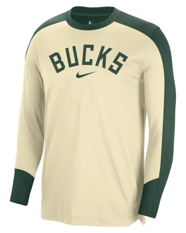 NIKE MILWAUKEE BUCKS PREGAME LONG SLEEVE SHOOTING SHIRT  