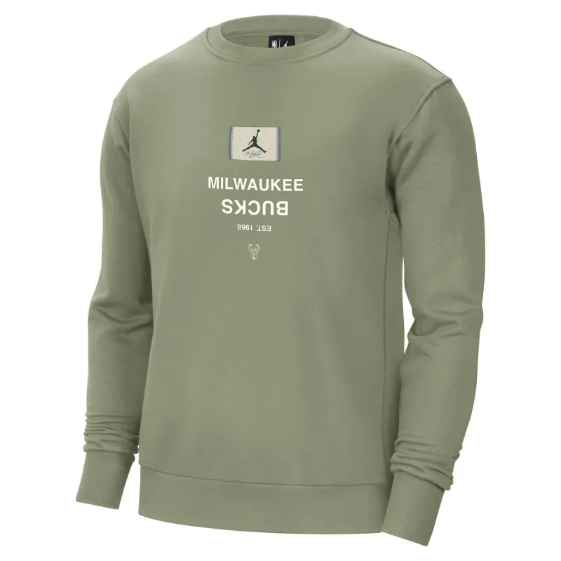 NIKE MILWAUKEE BUCKS JORDAN COURTSIDE STATEMENT CREWNECK SWEATSHIRT     