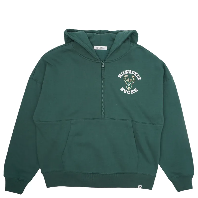 &#39;47 BRAND MILWAUKEE BUCKS WOMEN&#39;S FADE AWAY PIPPA 1/4-ZIP HOODIE