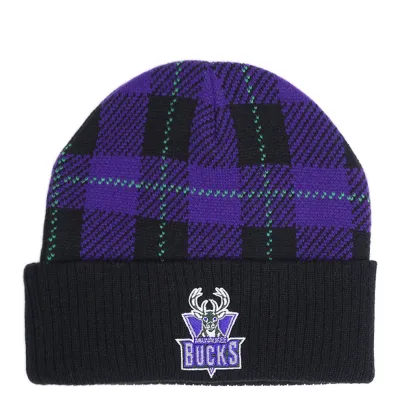 MITCHELL &amp; NESS MILWAUKEE BUCKS HARDWOOD CLASSICS FLANNEL CUT BEANIE