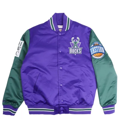 MITCHELL &amp; NESS MILWAUKEE BUCKS PRIMETIME HEAVYWEIGHT SATIN JACKET    