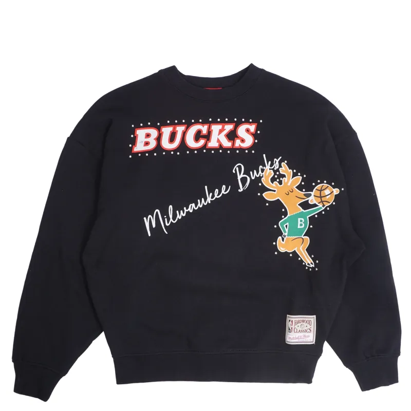 MITCHELL &amp; NESS MILWAUKEE BUCKS WOMEN&#39;S HARDWOOD CLASSICS CREWNECK SWEATSHIRT   