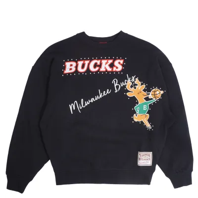 MITCHELL &amp; NESS MILWAUKEE BUCKS WOMEN&#39;S HARDWOOD CLASSICS CREWNECK SWEATSHIRT   