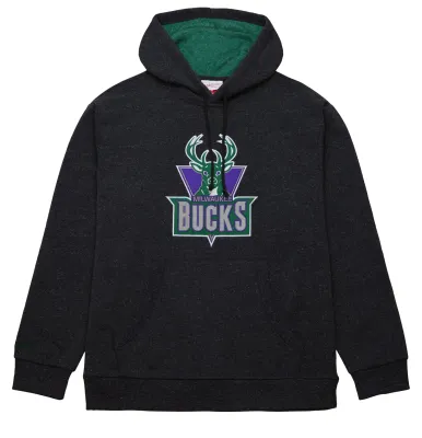 MITCHELL &amp; NESS MILWAUKEE BUCKS SNOW WASHED PULLOVER HOODIE