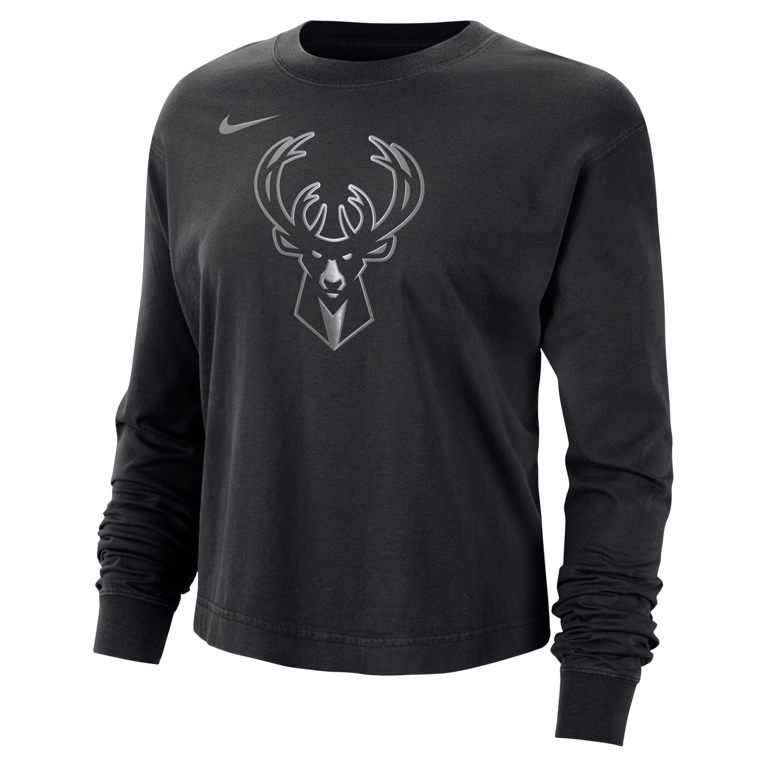 NIKE MILWAUKEE BUCKS WOMEN&#39;S COURTSIDE SHINE BOXY LONG SLEEVE TEE   