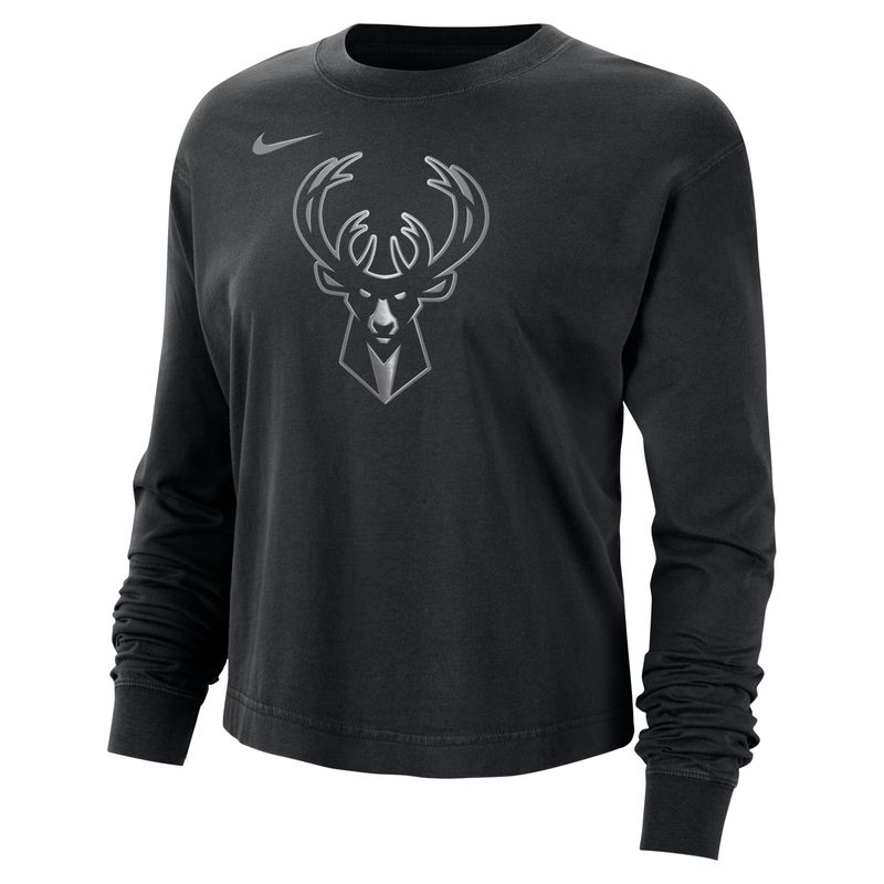 NIKE MILWAUKEE BUCKS WOMEN&#39;S COURTSIDE SHINE BOXY LONG SLEEVE TEE   