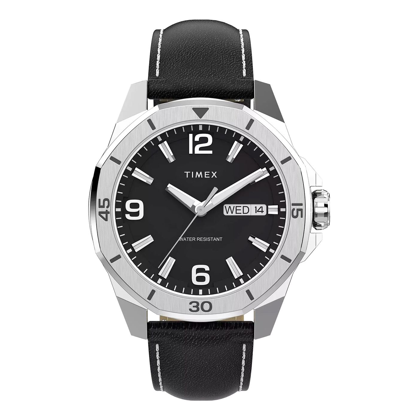 TIMEX ESSEX 46MM LEATHER STRAP WATCH