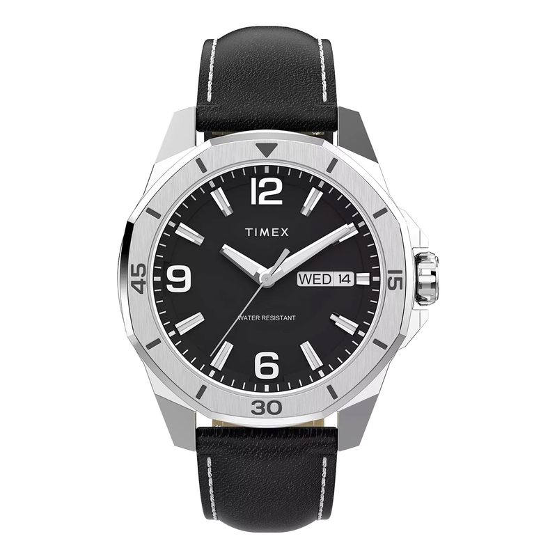 TIMEX ESSEX 46MM LEATHER STRAP WATCH