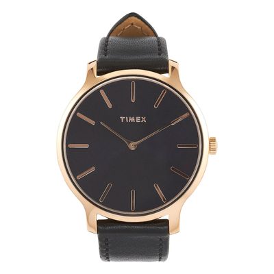 TIMEX TRANSCEND 38MM LEATHER STRAP WATCH