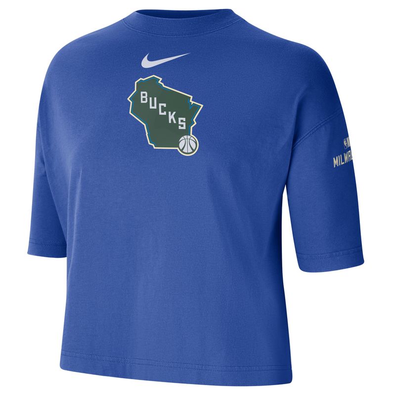 NIKE MILWAUKEE BUCKS WOMEN&#39;S COURTSIDE CITY EDITION BOXY TEE    